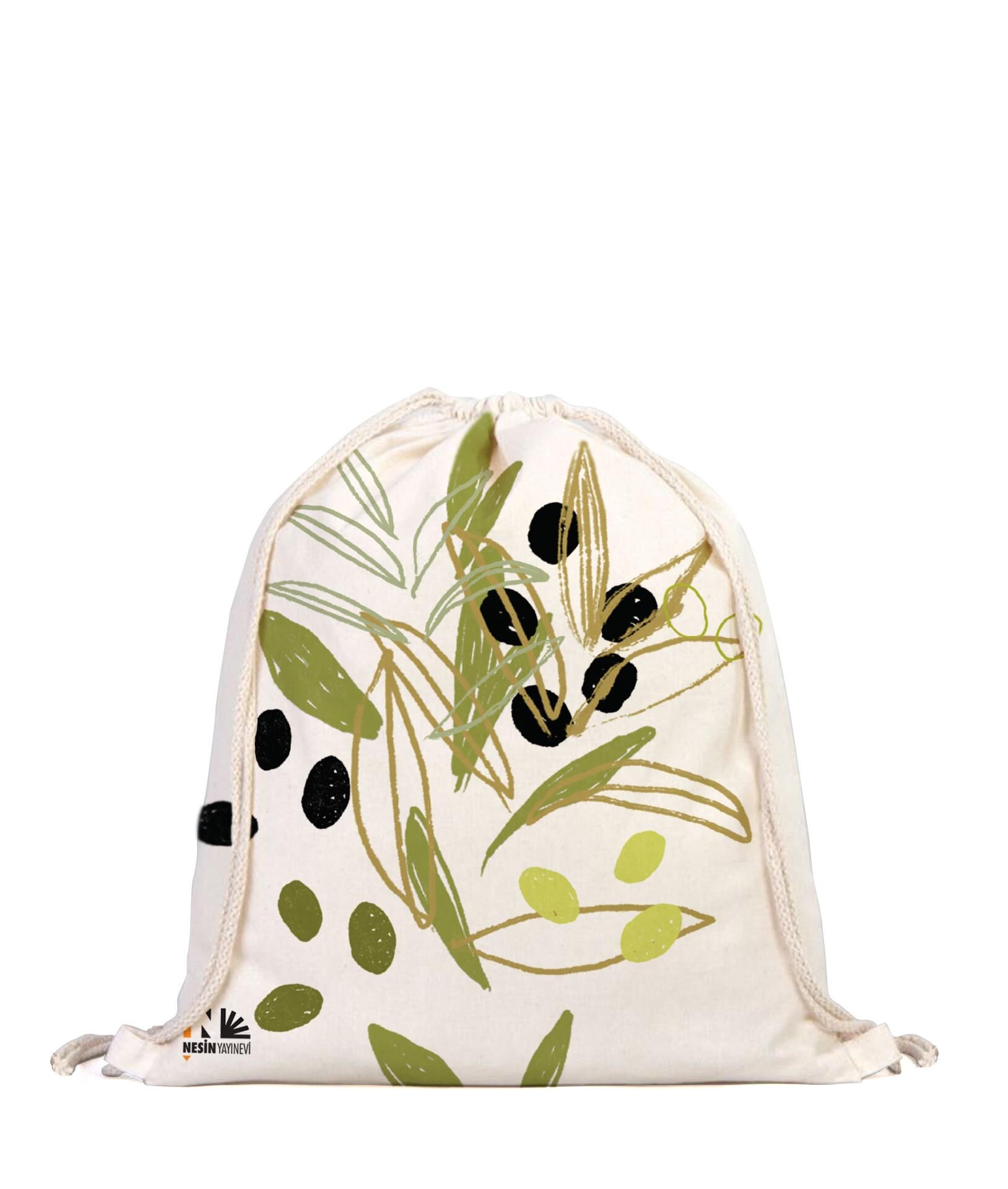 Nesin İp Büzgülü Gabardin Sırt Çantası - Zeytin