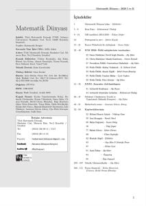 Matematik Dünyası Dergisi Sayı: 108-109 Yıl:2020