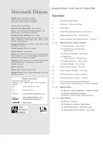 Matematik Dünyası Dergisi Sayı:112 YIL:2022